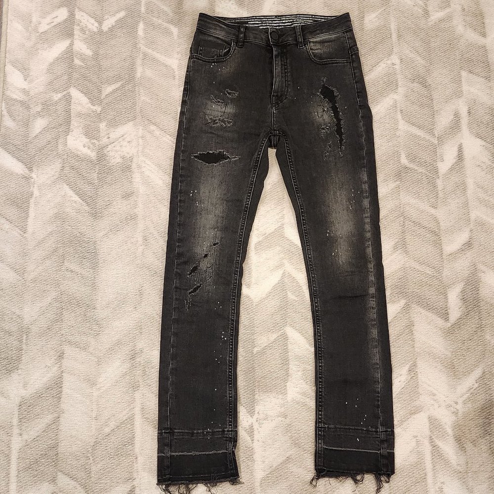 Marcelo Burlon County of Milan black distressed straight leg jeans size 27